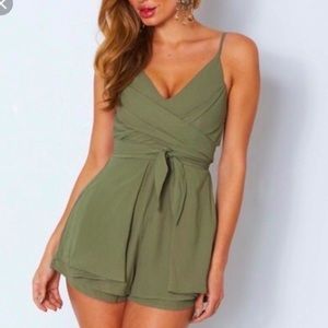 White Fox Green Romper